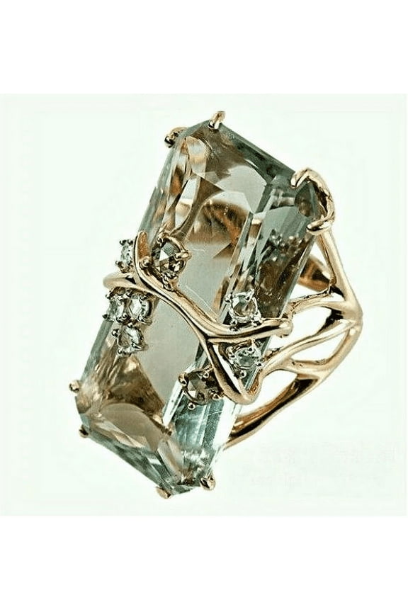 Womens Dark Blue Diamond Cool Ring, Wedding Engagement Vintage Women Rectangle Rhinestone Branch Finger Ring size 10