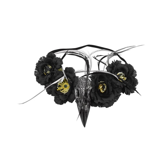 Womens Dark Gothic Raven Mistress Crown Headpiece Halloween Costume Accessory