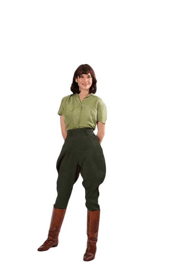 Womens Dark Green Breeches Baggy Riding Trousers for Equestrian Sports and Horse Riding Pants