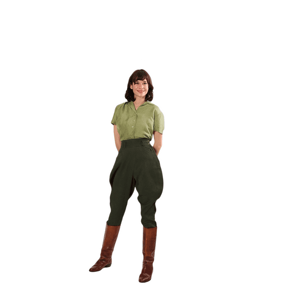 Womens Dark Green Breeches Baggy Riding Trousers for Equestrian Sports and Horse Riding Pants