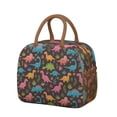 thumbnail image 1 of Womens DarkBrown Cartoon Dinosaurs Colorful Plants Pattern Lunch Box for Work,Insulated Lunch Bag for Women,Loncheras Para Mujer,Leakproof Adult Lunch Bag for Work,Beach,Travel,Picnic,Camping, 1 of 7