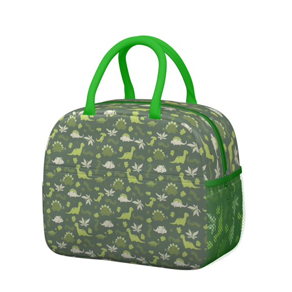 Womens DarkGreen Cartoon Dinosaurs Plants Pattern Lunch Box for Work,Insulated Lunch Bag for Women,Loncheras Para Mujer,Leakproof Adult Lunch Bag for Work,Beach,Travel,Picnic,Camping
