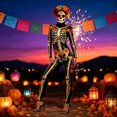 thumbnail image 1 of Womens Day Of The Dead Skeleton Jumpsuit Floral Print Long Sleeve For Halloween Party Cosplay, 1 of 7