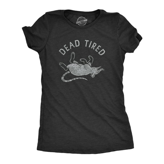 Womens Dead Tired T Shirt Funny Scary Exhausted Sleepy Rat Tee for Ladies Womens Graphic Tees