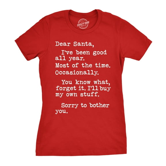 Womens Dear Santa I'll Buy My Own Stuff T Shirt Funny Christmas Present Tee for Ladies Womens Graphic Tees