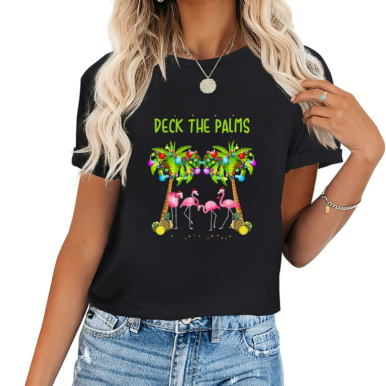 Deck The Palms Merry Flamingo Christmas Tee | Funny T-Shirt Deck The Palms Merry Flamingo Christmas Tee | Funny T-Shirt