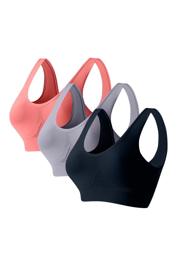 Womens Deep V Bras Wireless Comfortable Bra Sports Bra Wirefree Yoga Bra With Removable Pads Dark BlueC 5XL