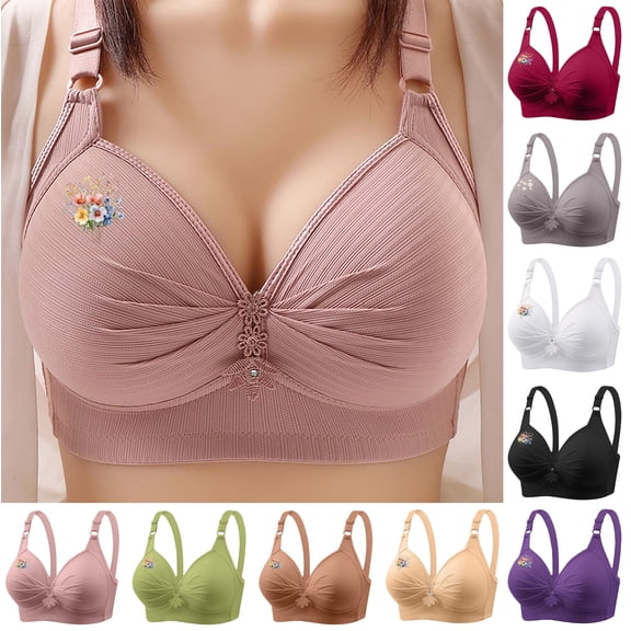 Womens Deep V Bras Wireless Comfortable Bra Supportive No Underwire Bras Tshirt Push Up Bralettes Plunge Seamless Bra