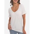 thumbnail image 1 of Women's V-Neck T-Shirt - Casual Short Sleeve Loose Fit Tee - Soft Comfortable Basic Top, 1 of 6