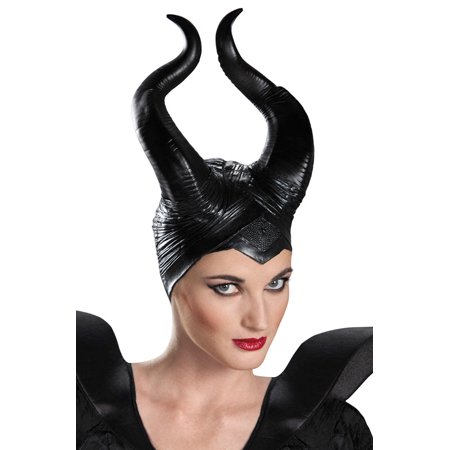 Womens Deluxe Black Maleficent Evil Witch Costume Accessory Horns Headpiece
