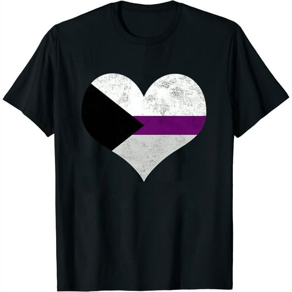 Womens Demisexual Pride Heart Flag Identity Lgbt Graphic Short Sleeve T-Shirt Black Medium