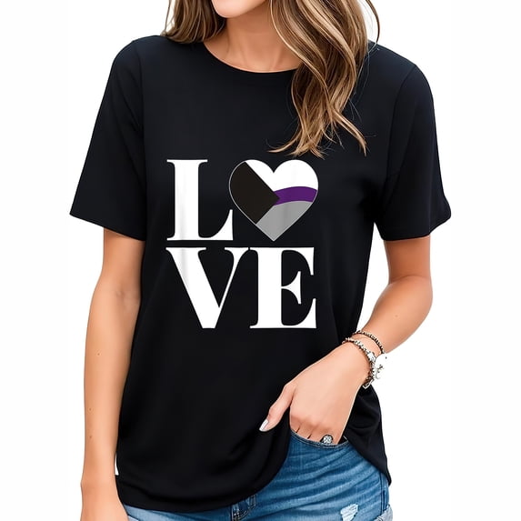 Womens Demisexuality 'Love' Demisex Shirt Demisexual Pride Flag T-Shirt Black 2XL