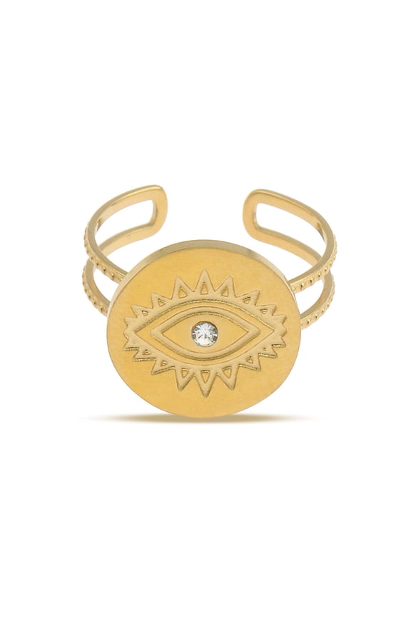 Womens Demon Eye Ring 18K Gold Plated Stainless Steel Eye Design Jewelry Statement Piece For Women Ultra Shine