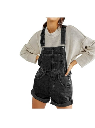 Black denim short dungarees deals
