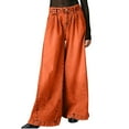 thumbnail image 1 of Womens Denim High Waisted Wide Leg Jeans Loose Button Closure Belt Loops Trousers with Pockets Trendy Casual Vacation Pants Orange, 1 of 6