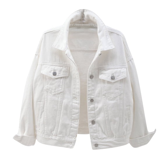 Womens Denim Jacket Jean Jacket Candy Color Relaxed Fit Casual Trucker Clothes