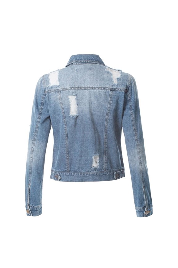 Womens Denim Jacket Jean Jacket Casual Fashion Coat Bead Outwear Overcoat Clothes