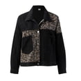 thumbnail image 1 of Womens Denim Jacket Jean Jacket Ladies Leopard Print Patchwork With Long Sleeves Clothes, 1 of 4