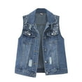 thumbnail image 1 of Womens Denim Jacket Jean Jacket Vest Cropped Sexy Cute Vest Top Lightweight With Pockets Clothes, 1 of 5