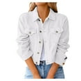 thumbnail image 1 of Womens Denim Jacket Jean Jacket Vintage Button Down Distressed Short Coat With Pocket Clothes, 1 of 4