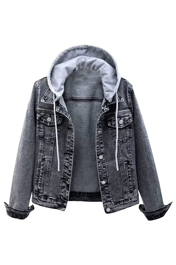 Womens Denim Jacket Jean Jacket Vintage Button Down Distressed Short Coat With Pocket Clothes