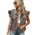 thumbnail image 1 of Womens Denim Jacket Jean Jacket Washed Vest With Ruffle Edges Casual Layering Clothes, 1 of 9