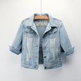 thumbnail image 1 of Womens Denim Jackets Distressed Ripped Long Sleeve Jean Jacket Coats Womens Vests Fashion Jean Anorak Jacket Fall Jackets for Women Olive New Woman Fashion Womens Casual Leather Jacket Jacket for Fall, 1 of 8