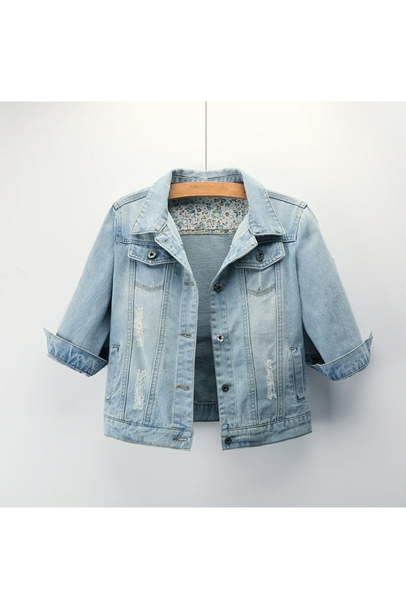 Womens Denim Jackets Distressed Ripped Long Sleeve Jean Jacket Coats Womens Vests Fashion Jean Anorak Jacket Fall Jackets for Women Olive New Woman Fashion Womens Casual Leather Jacket Jacket for Fall