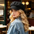 thumbnail image 1 of Womens Denim Newsboy Cap Cabbie Beret Hat with Visor Peaked Cap Casual Adjustable Denim Sun Hat for Ladies, 1 of 6