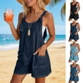 thumbnail image 1 of Womens Denim Overalls Romper Summer Casual Loose Fit Jean Rompers Adjustable Straps Shorts Bib with Pockets, 1 of 6