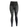 thumbnail image 1 of Womens Denim Print Ripped Leggings Fake Jeans Look Plus Size Tummy Control High Waisted Stretch Yoga Pants, 1 of 7