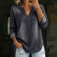 thumbnail image 1 of Womens Denim Shirt Long Sleeve Button Down Shirt Casual Jean Shirt Jacket Vintage Denim Blouses Tops with Pockets Dark Gray XXL, 1 of 7