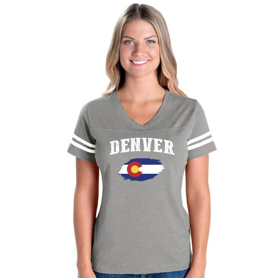 Womens Denver Football V-Neck T-Shirt