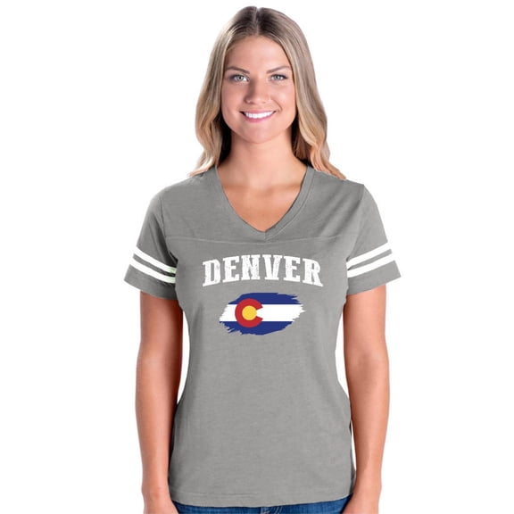 Womens Denver Football V-Neck T-Shirt