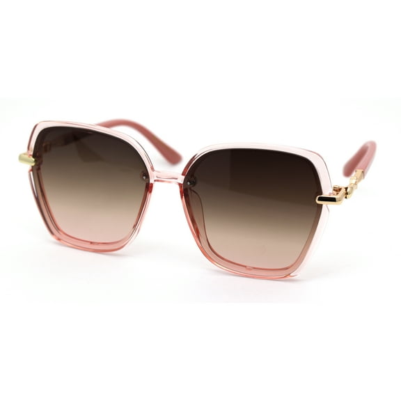 Womens Designer Chic Luxury Metal Jewel Arm Butterfly Sunglasses Pink Brown