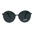 thumbnail image 1 of Womens Designer Fashion Metal Rim Large Round Diva Sunglasses All Black, 1 of 4