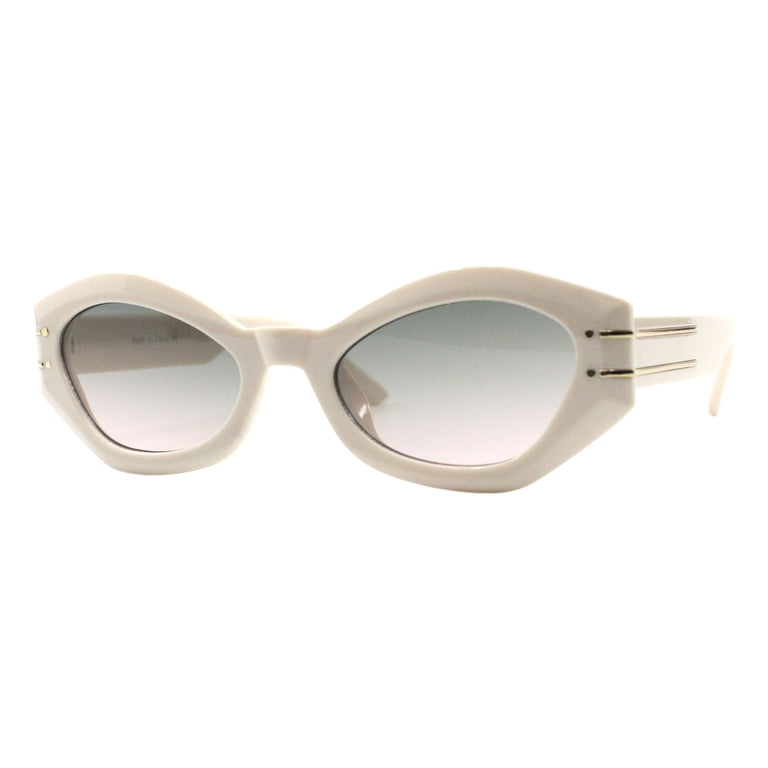 Geometric White and Gold Sunglasses with Modern Design CD17 Geometric Flat Lens Hexagonal Metal Frame Sunglasses  main image 4