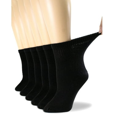 Womens Diabetic Cotton Ankle Socks Black 6 Pairs Size 9-11