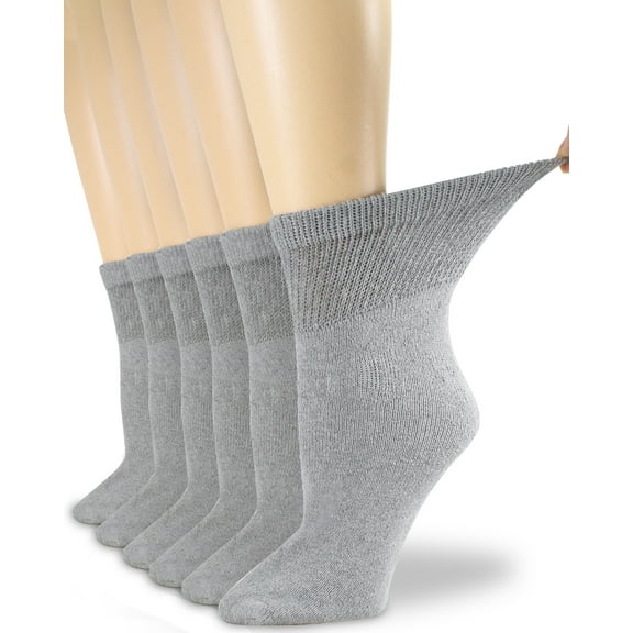 Womens Diabetic Cotton Ankle Socks Grey 6 Pairs Size 9-11