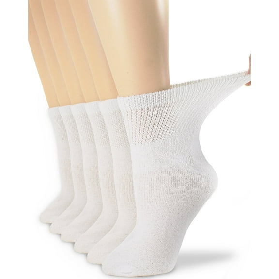 Womens Diabetic Cotton Ankle Socks White 6 Pairs Size 9-11