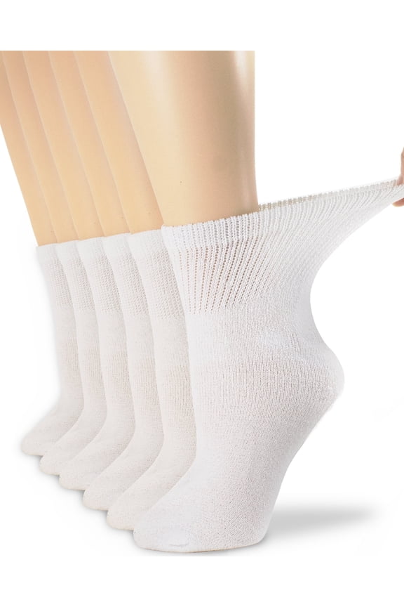 Womens Diabetic Cotton Ankle Socks White 6 Pairs Size 9-11