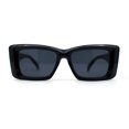 thumbnail image 1 of Womens Diamond Cut Beveled Mod Plastic Rectangle Sunglasses All Black, 1 of 4