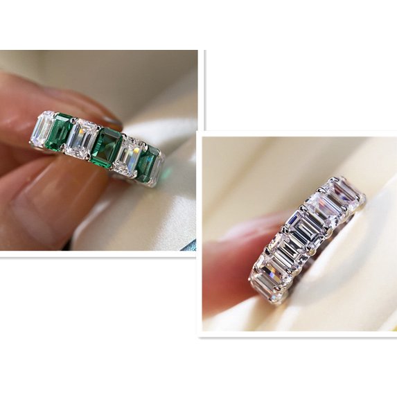 Womens Diamond Cut Zircon Ring Sterling Silver Inlaid Wedding Engagement Jewelry Elegant Gift For Her Style Up
