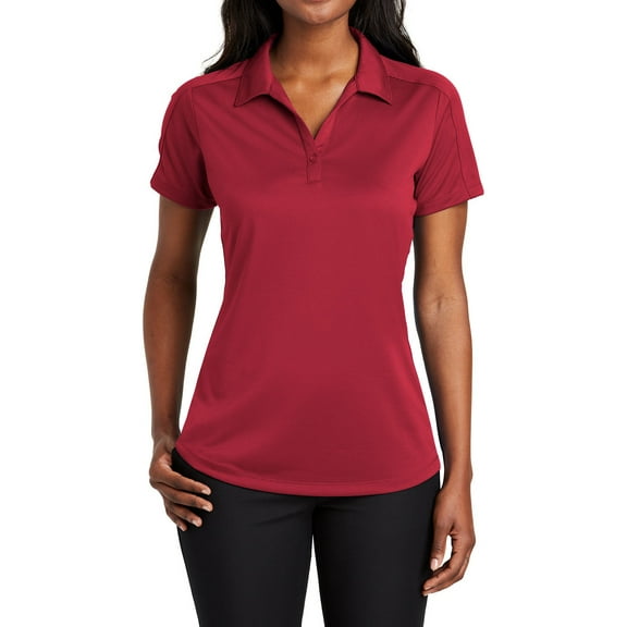 Womens Diamond Jacquard Polyester Polo Black Medium