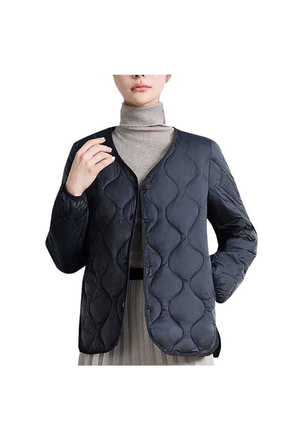Womens Diamond Quilted Jacket Lightweight Padding Coat with Pockets Warm Lightweight Windbreaker Thick Mountaineering Coat Regular and Plus Size Windproof Jackets