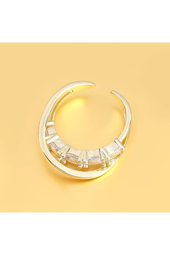 Womens Diamond Rhinestone Cross Ring, Micro Pave Copper Geometric Ring, Gold Fashion Jewelry Gift