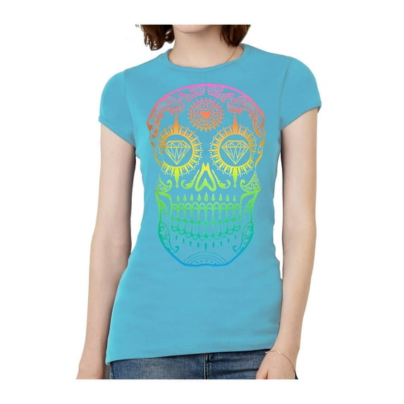 Womens Diamond Skull Short-Sleeve T-Shirt - Teal - Medium