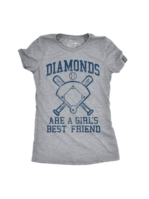 Womens Diamonds Are A Girls Best Friend T Shirt Funny Cute Baseball for Ladies Womens Graphic Tees