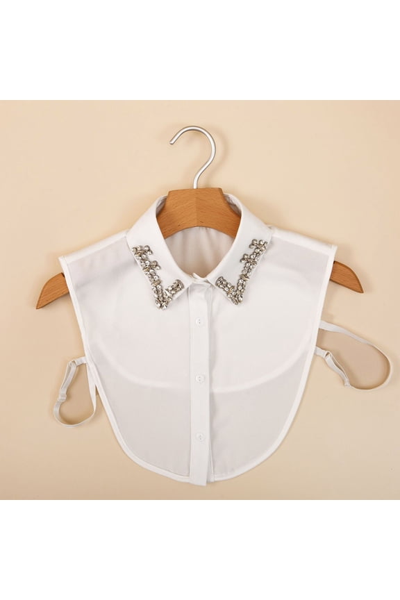 Womens Dickies Collars,Detachable Collars for Women,Dickey Collar for Women,Collars for Women,False Collar,Stylish Detachable Rhinestone Fake Collar Half Shirt Blouse Chiffon False Collar