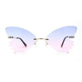 thumbnail image 1 of Womens Die Cut Butterfly Shape Rimless Funky Party Sunglasses Gold Blue PInk, 1 of 4